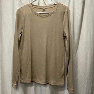 Uniqlo Women's Long Sleeve Tee - Tan